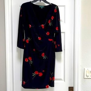 Formal- Heavy Black Dress with Red Roses From Ralph Lauren